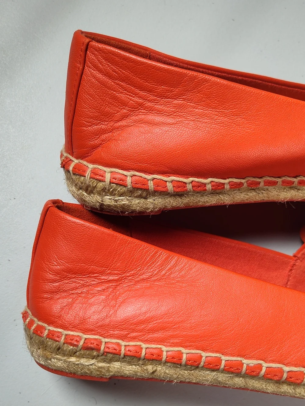 Tory Burch Blossom Espadrille Nappa Leather Flats Samba Orange 7